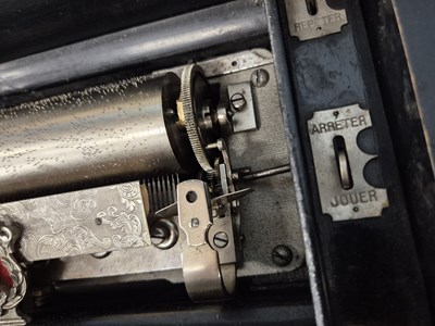 Lot 651 - A 19th century Lever wound cylinder music box...