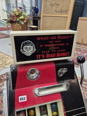 Lot 652 - A Sega 'Mad Money' one-armed bandit, c.1950-60,...