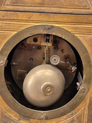 Lot 654 - A Victorian gilt brass Mantle clock with Inset...
