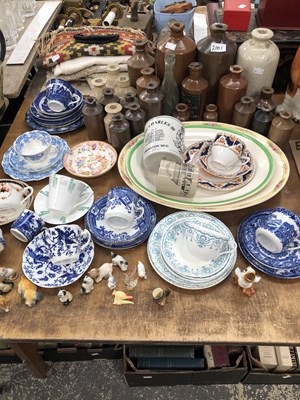 Lot 2001 - Stoneware bottles and flasks, tea wares, Wade...