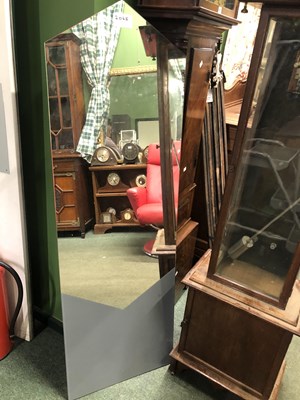 Lot 2065 - A full length wall mirror with triangular...