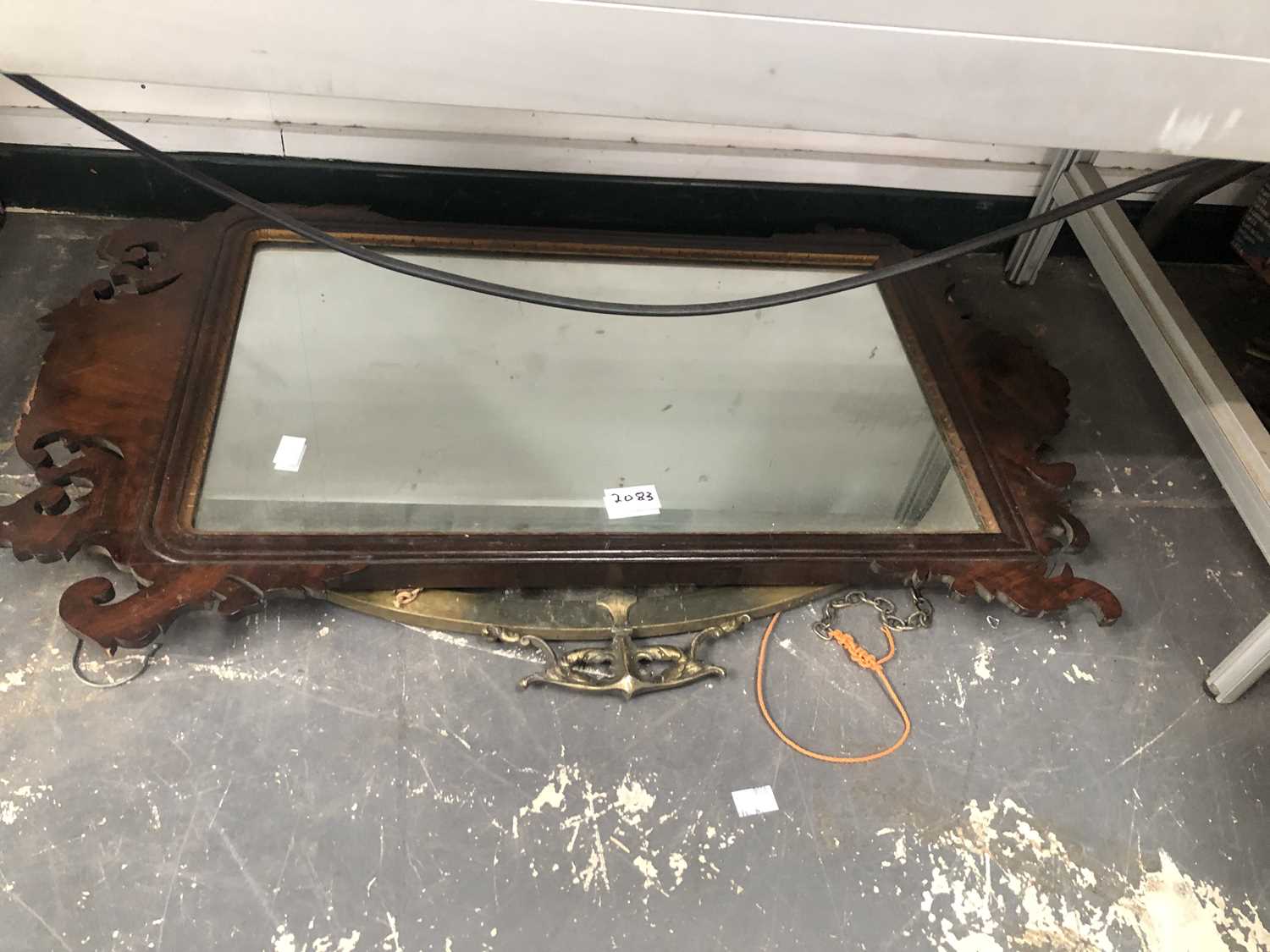 Lot 2083 - A mahogany cut work mirror together with a...