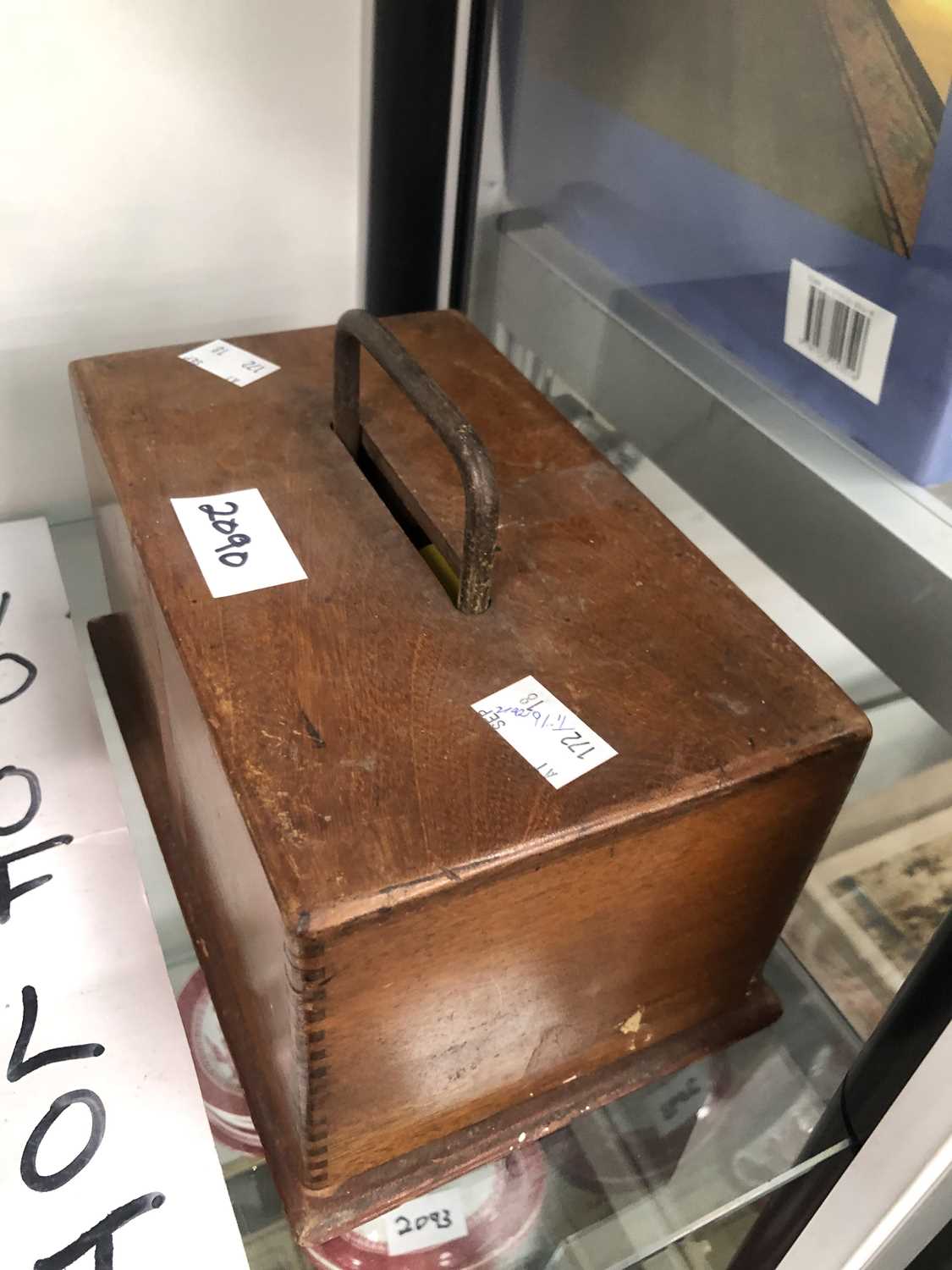 Lot 2090 - A mahogany box of playing cards and plastic...