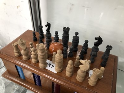 Lot 2097 - Four chess sets, two sets of dominoes together...