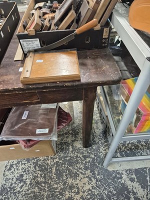 Lot 2134 - A stained pine two drawer kitchen table
