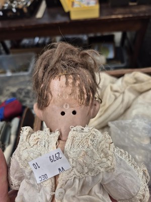 Lot 2144 - Three German bisque doll's heads with body...