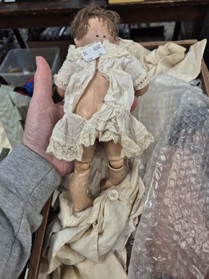 Lot 2144 - Three German bisque doll's heads with body...