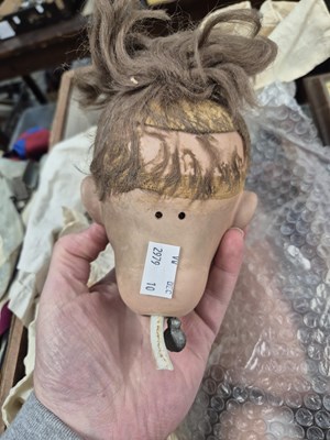 Lot 2144 - Three German bisque doll's heads with body...