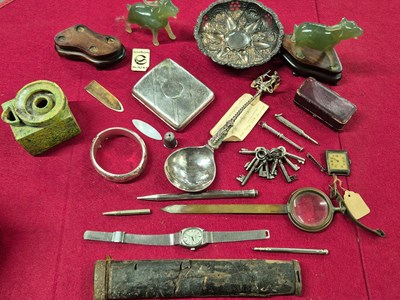 Lot 208 - A hallmarked silver cigarette case, A silver...