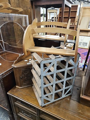 Lot 1056 - Two arts and crafts style oak book troughs, a...