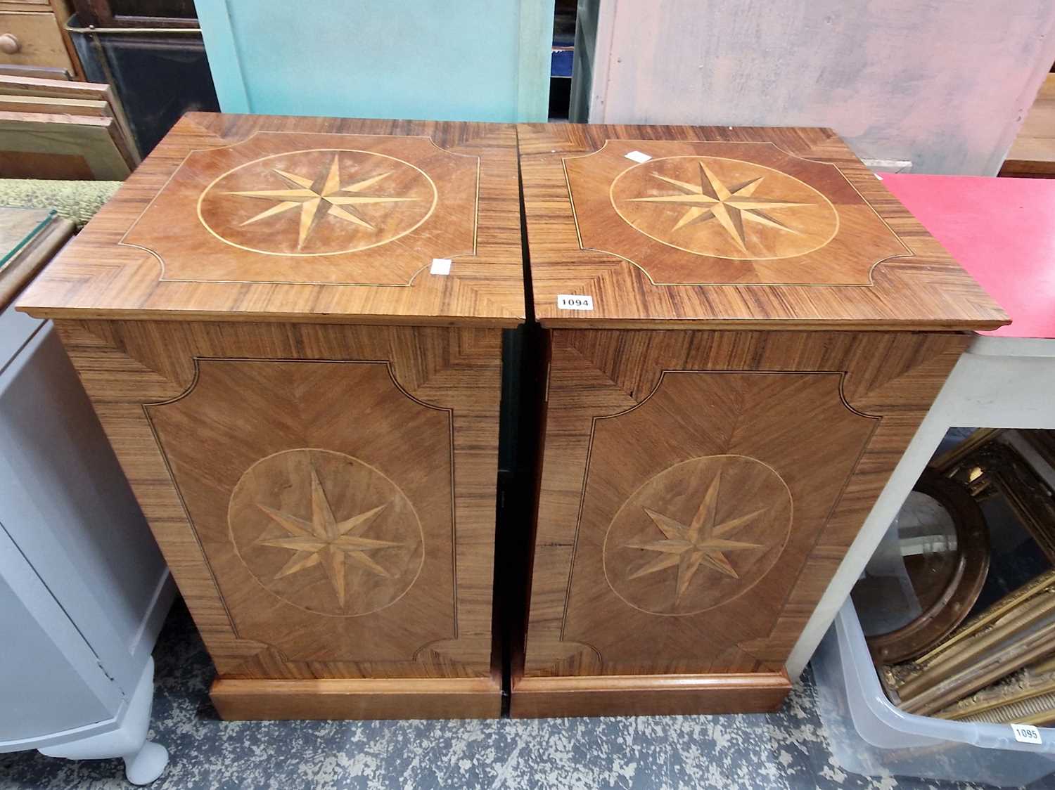 Lot 1094 - A pair of inlaid record and music storage...