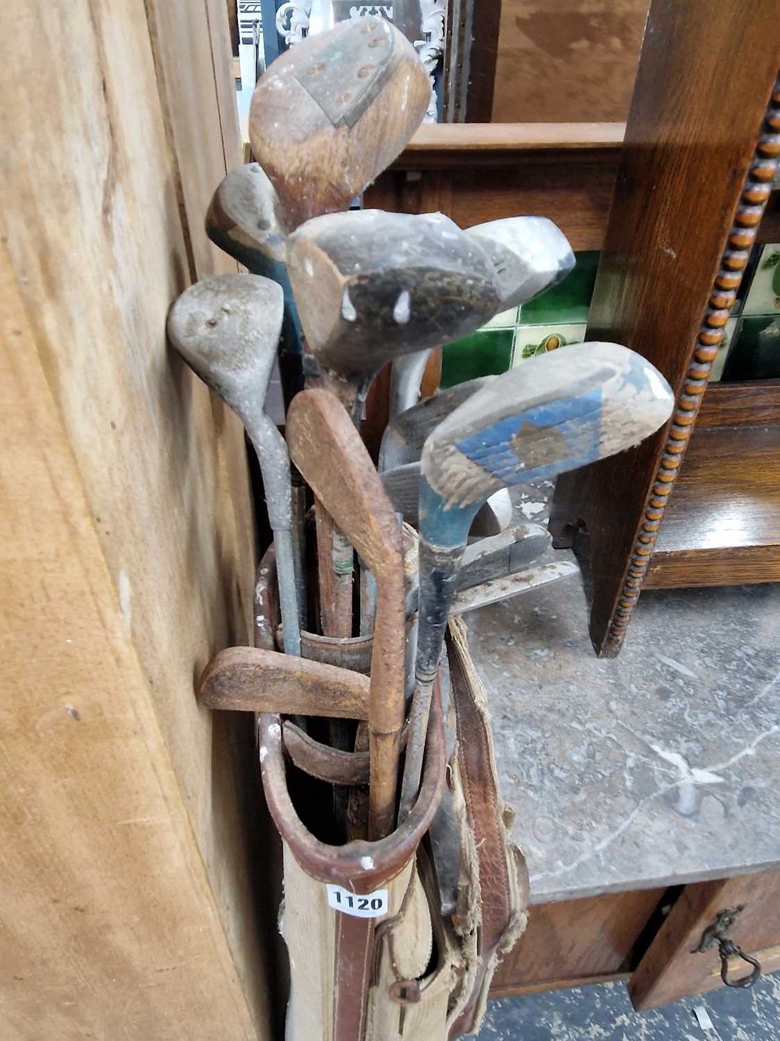 Lot 1120 - A| bag of vintage golf clubs