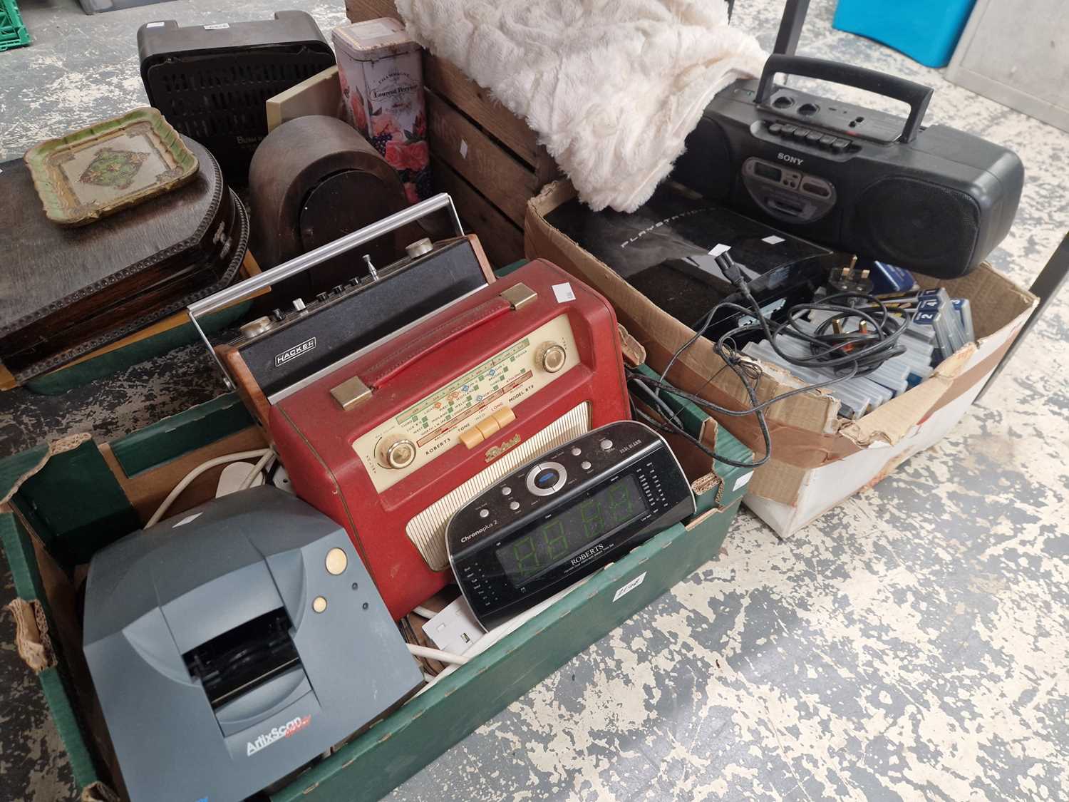 Lot 2148 - Vintage radios, a Play station 2, A Microtek...