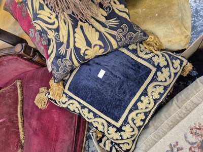 Lot 1225 - A good selection of throw cushions upholstered...