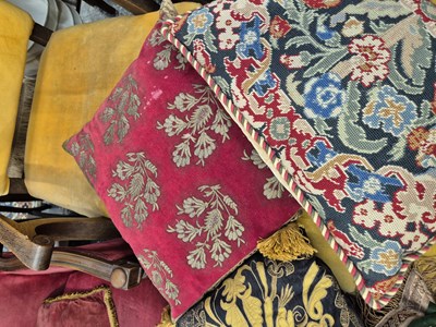 Lot 1225 - A good selection of throw cushions upholstered...