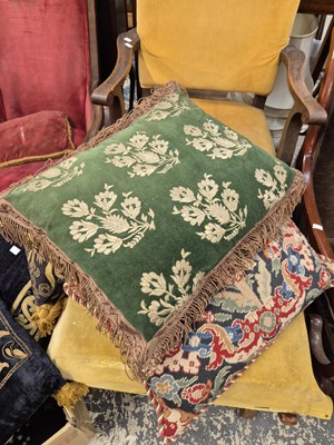 Lot 1225 - A good selection of throw cushions upholstered...