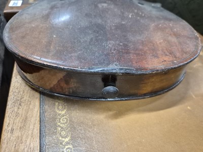 Lot 1303 - An antique violin in pine case. LOB 37 cm