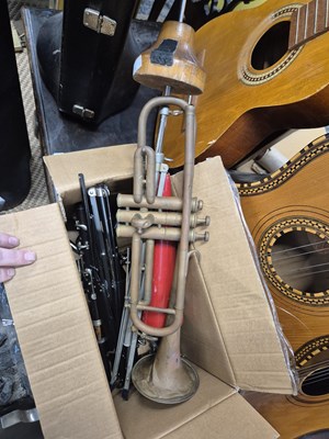 Lot 1315 - Three acoustic guitars; two trombones; several...