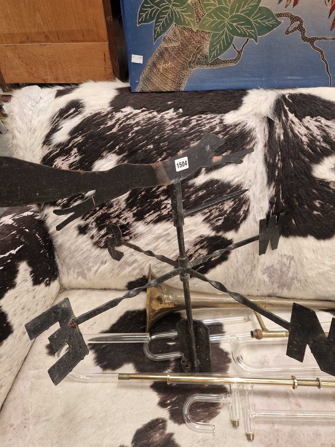 Lot 1504 - A weather vane and a vintage deck chair