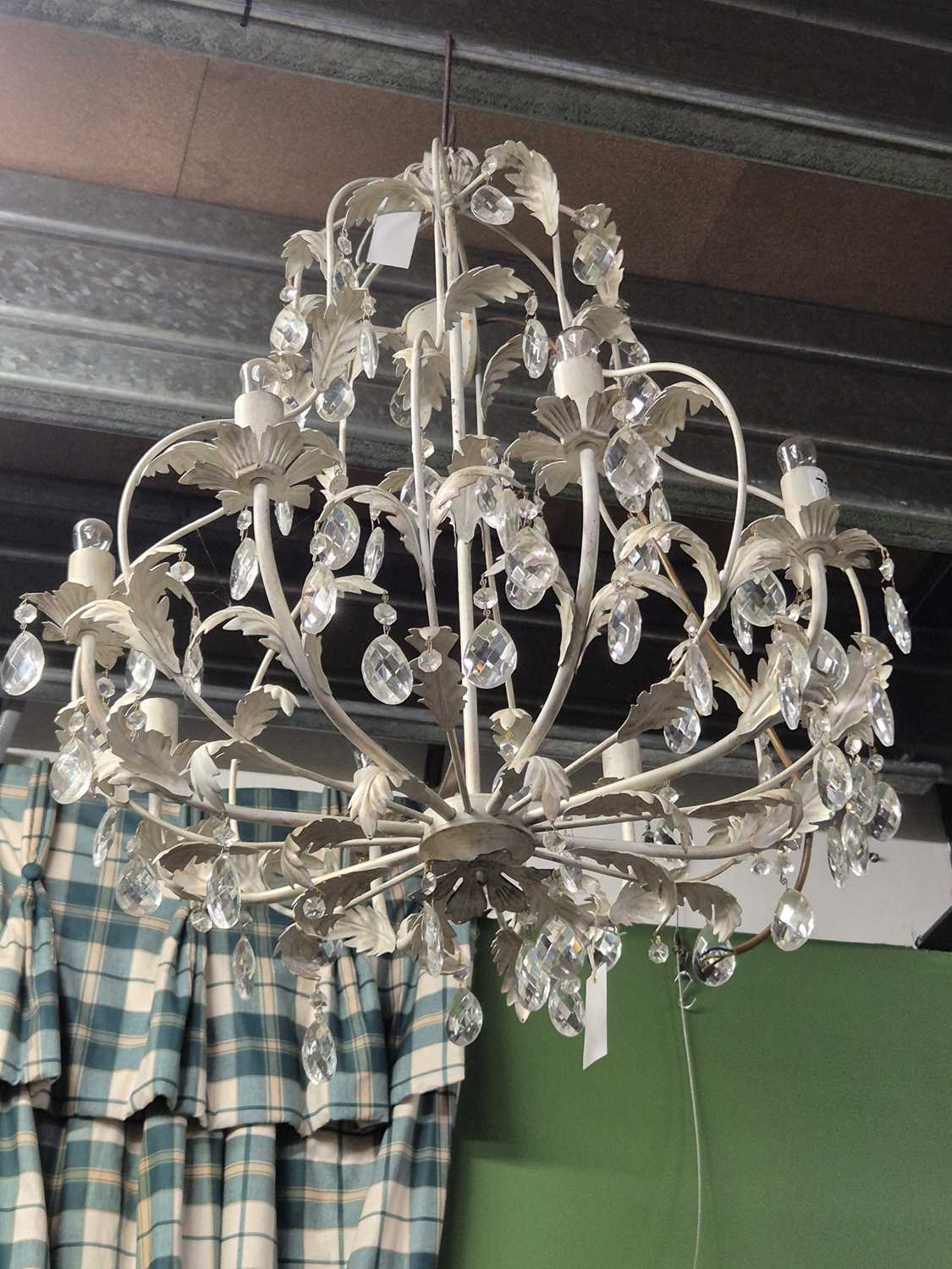 Lot 967 - A white painted metal and glass eight arm...