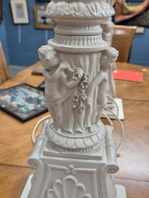 Lot 938 - A pair of porcelain large table lamps with...