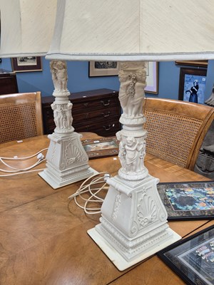 Lot 938 - A pair of porcelain large table lamps with...