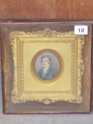 Lot 10 - 19th century miniaturist. Portrait study of a...