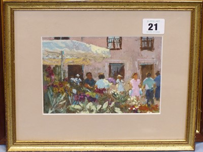 Lot 21 - 20th century school. The flower market...
