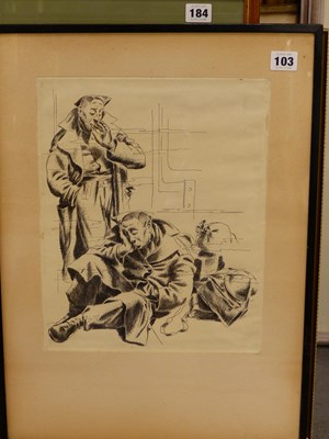 Lot 103 - British school, 20thC. Two WW2 era serviceman...