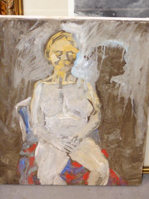 Lot 50 - 20th abstract school. A skull. Oil on board...