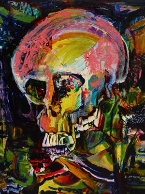 Lot 50 - 20th abstract school. A skull. Oil on board...