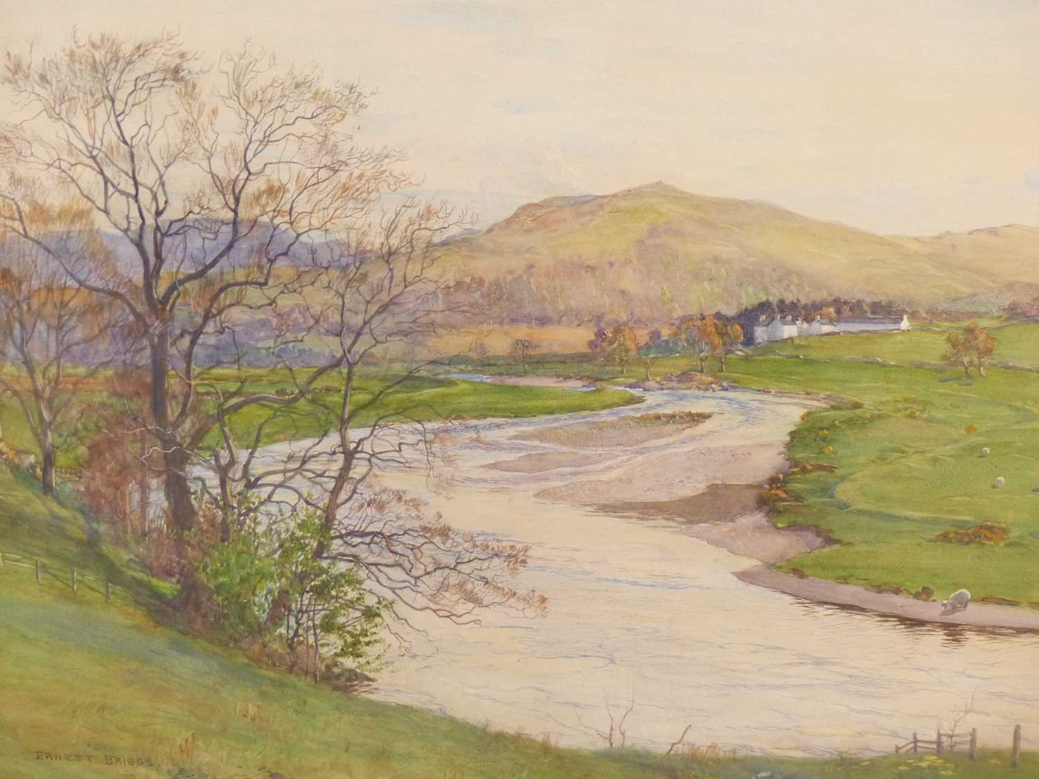 Lot 61 - Ernest Briggs. (1866-1913). River valley scene...