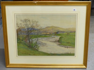 Lot 61 - Ernest Briggs. (1866-1913). River valley scene...