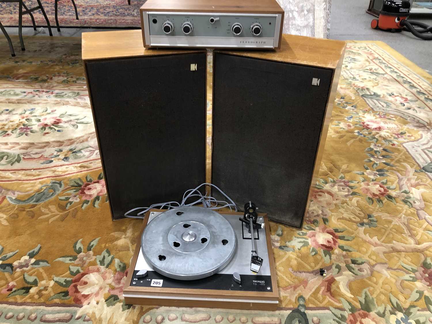 Lot 205 - A Thorens TD 160 record deck, a Ferrograph...