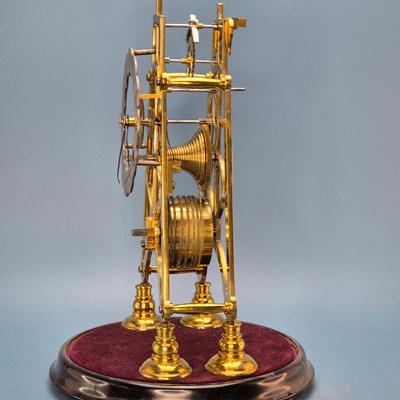 Lot 243 - A fusee skeleton clock under a glass dome, the...