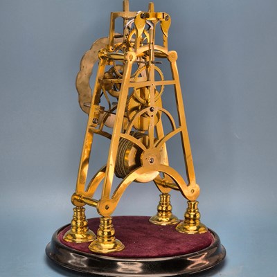 Lot 243 - A fusee skeleton clock under a glass dome, the...