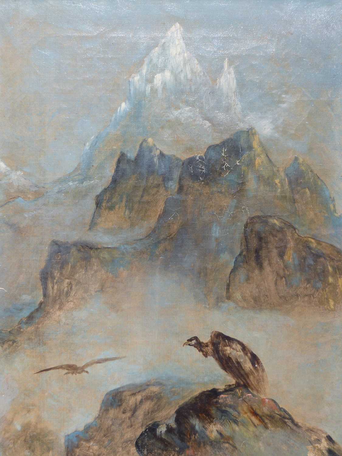 Lot 90 - 19th century school. Vulture on an outcrop...