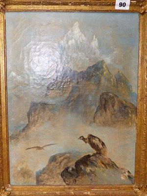 Lot 90 - 19th century school. Vulture on an outcrop...
