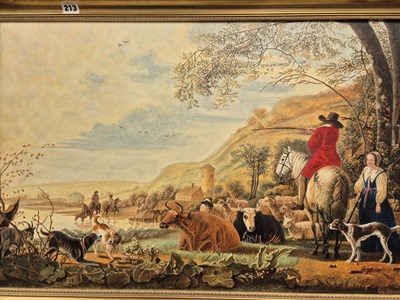 Lot 213 - Five large oil on canvas paintings after 18th...