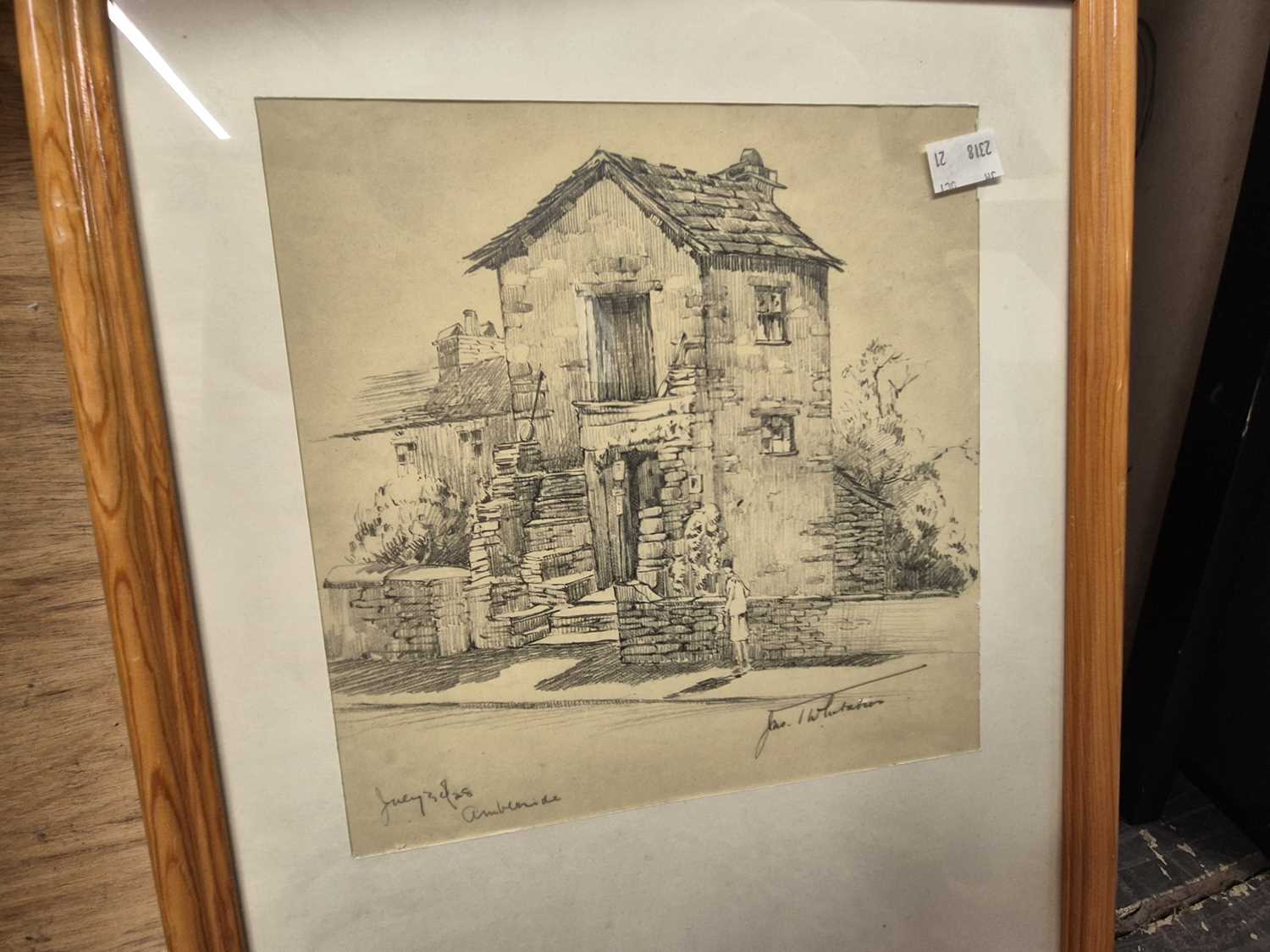Lot 224 - A 19th century pencil drawing of a rural...