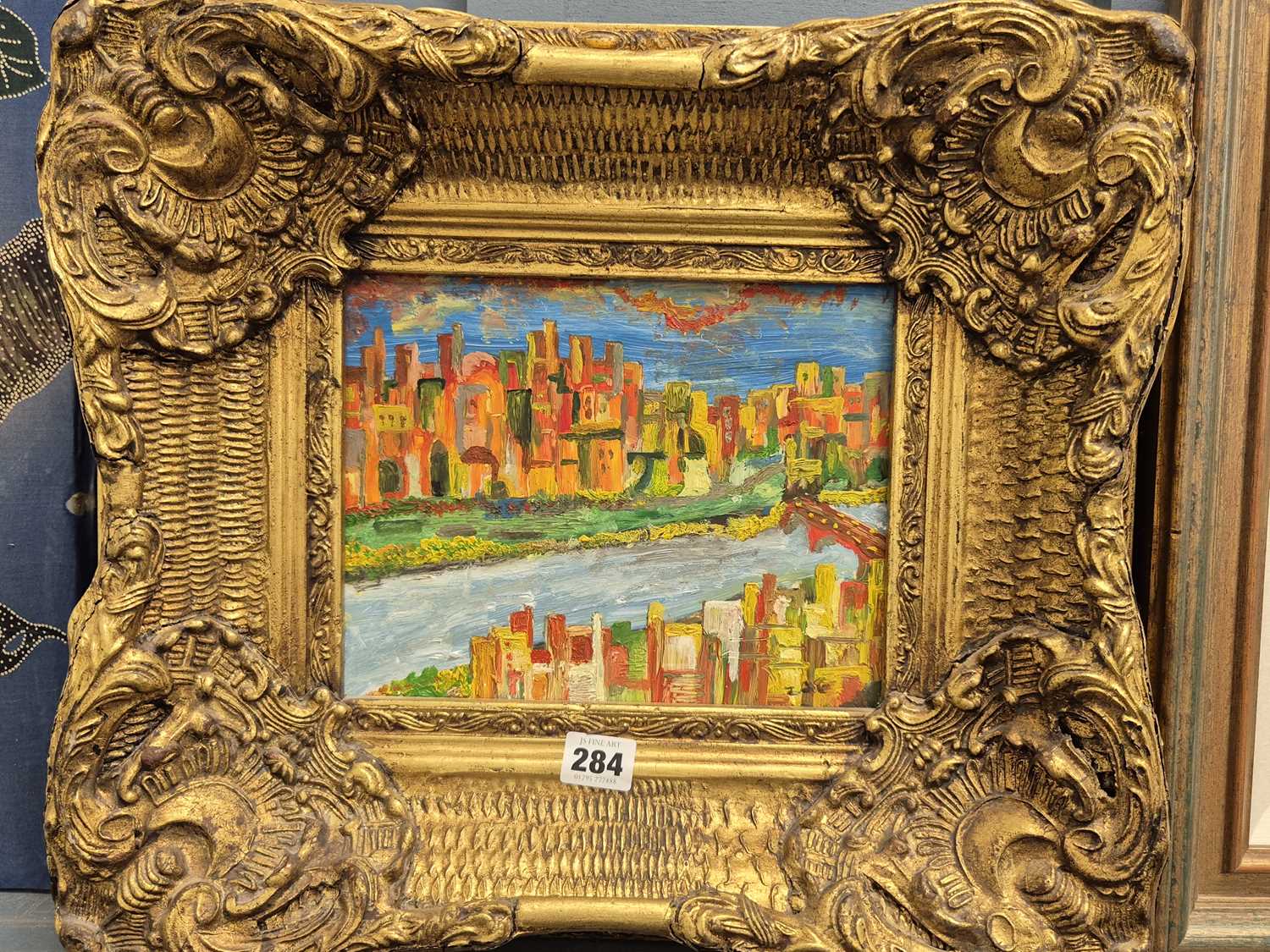 Lot 284 - Three contemporary oil paintings and a...