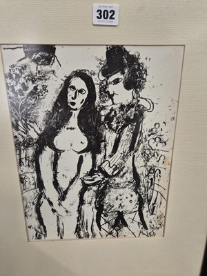Lot 302 - Marc Chagall 1963. A Clown In Love. Lithograph.