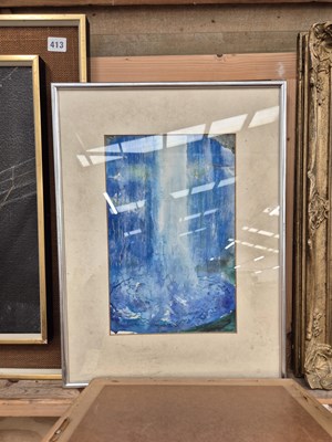 Lot 414 - Watercolour of a waterfall in Iceland. Signed...