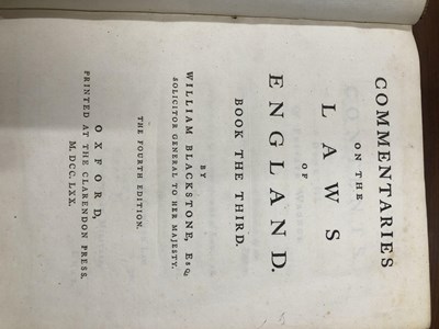 Lot 344 - William Blackstone, 'Commentaries on the Laws...