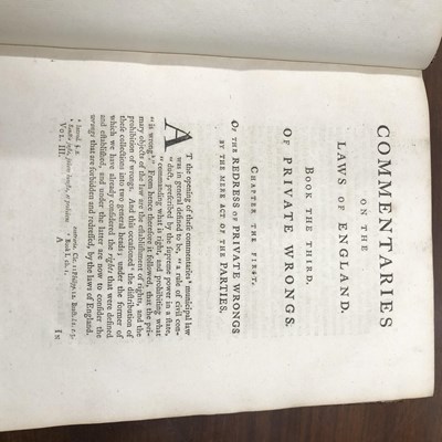 Lot 344 - William Blackstone, 'Commentaries on the Laws...