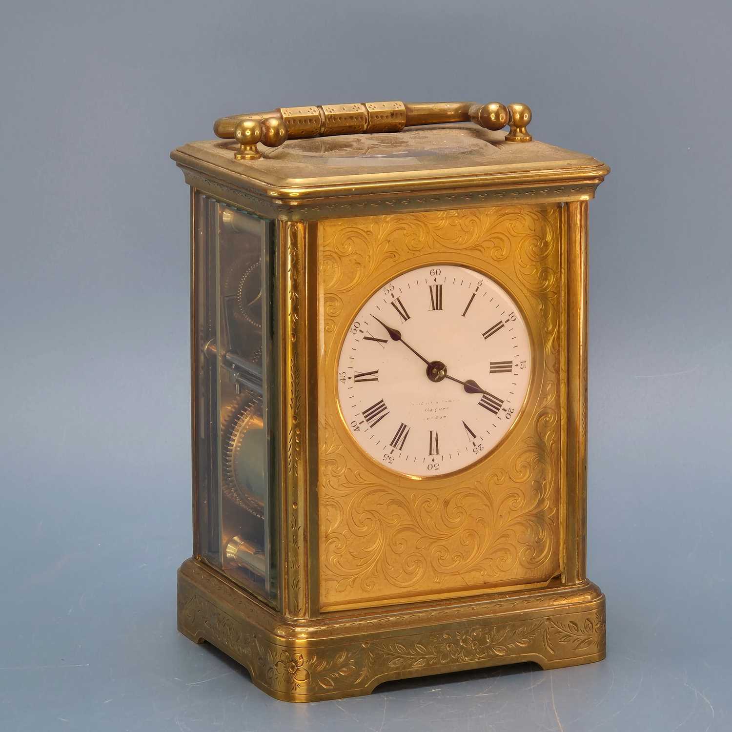 Lot 349 - A Richard et Cie carriage clock striking on a...