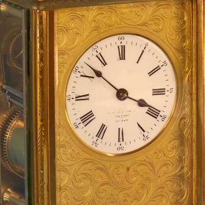Lot 349 - A Richard et Cie carriage clock striking on a...
