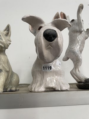 Lot 1119 - A lady snuff taker toby jug, two white scottie...