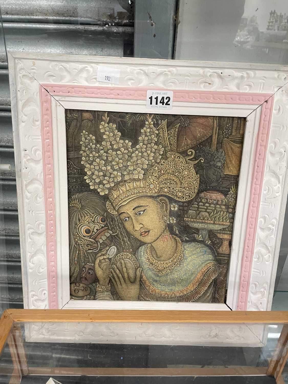 Lot 1142 - A painting on silk of Thai or Burmese lady...