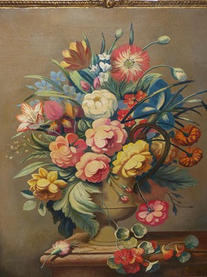 Lot 155 - Brooks. (20th-century). Floral still life in...